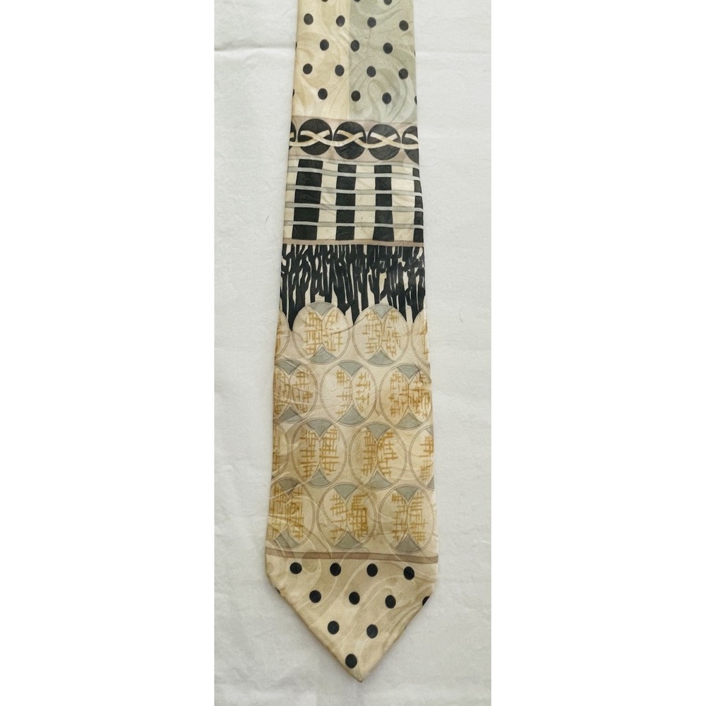 Rolencia Vintage Silk Tie Unique Abstract Geometric Design Mens Tie 3.5"x59"‎